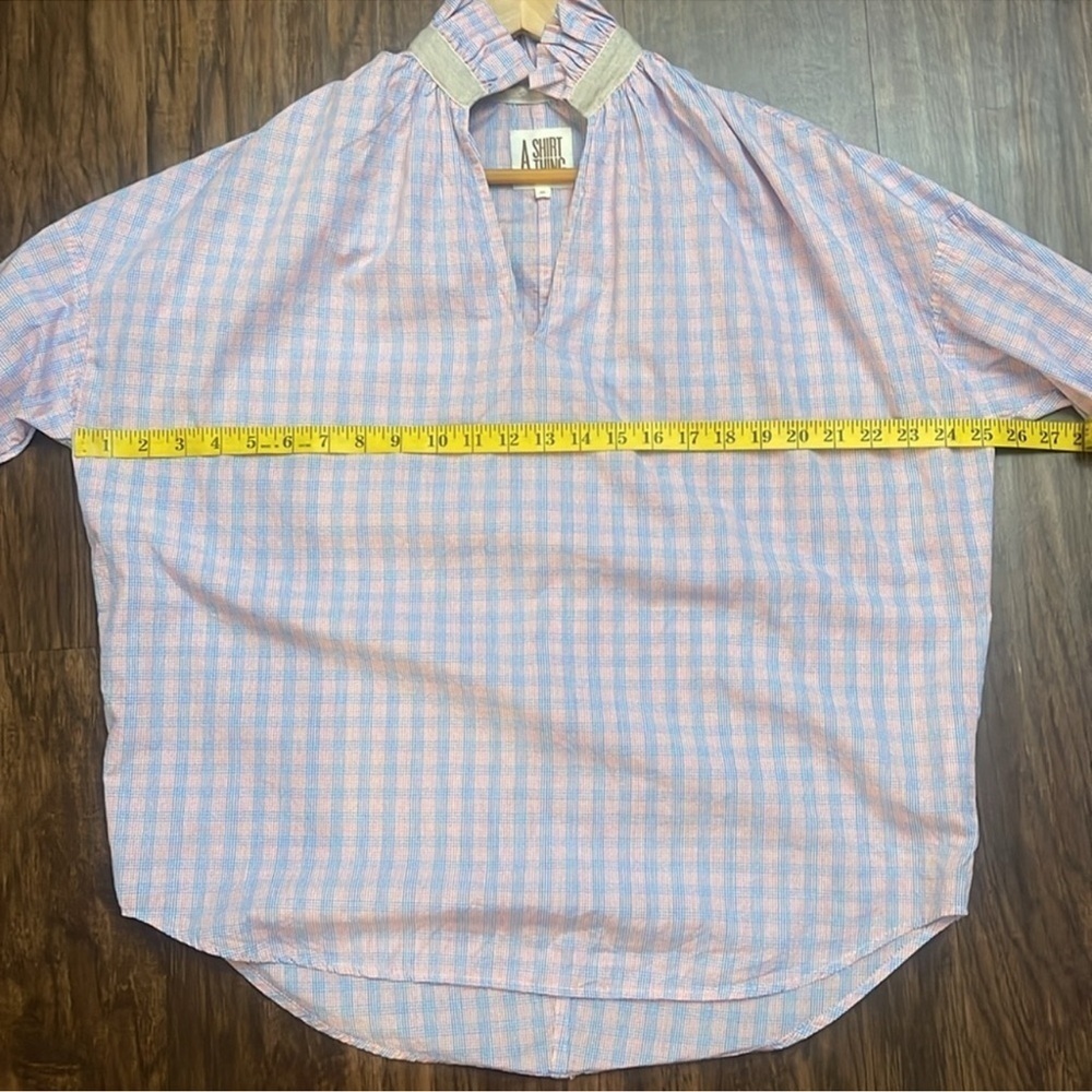 A SHIRT THING Penelope Pink Check blouse top medium - Picture 9 of 16